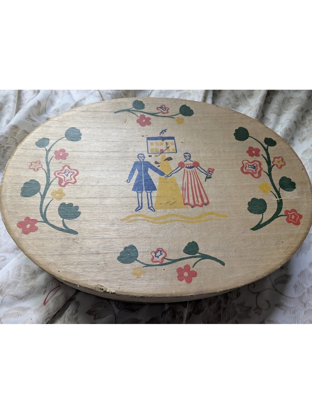 Vintage Early American Old Spice Shulton Decorative Oval Box